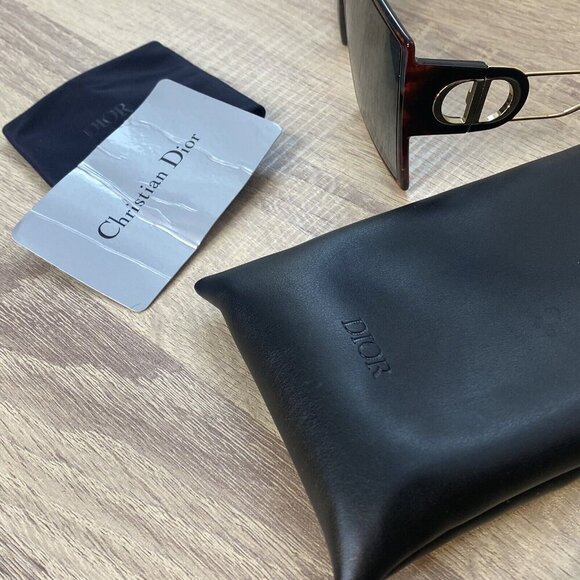 Dior 30 Montaigne Tortoise Dark Havana Oversized Square Gradient Sunglasses - Picture 16 of 16